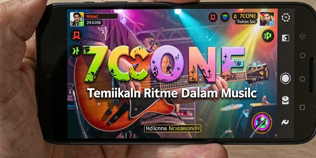 Tampilan screenshot gameplay 7CONE yang penuh ritme dan musik.