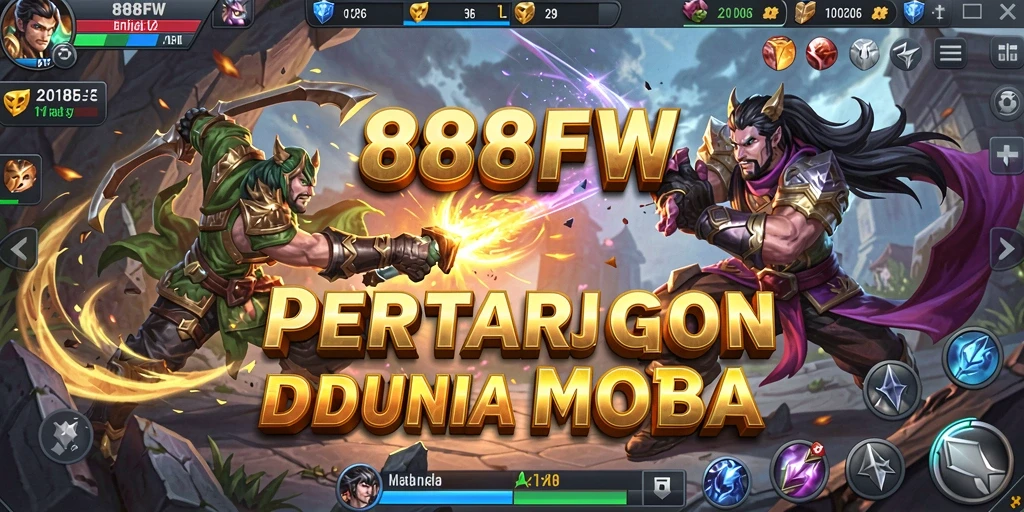 Screenshot gameplay 888FW yang menunjukkan aksi seru di battlefield MOBA.