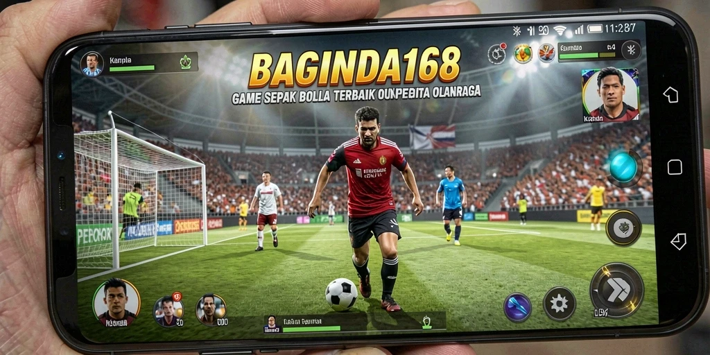 Tampilan gameplay menakjubkan dari BAGINDA168 dengan aksi sepak bola yang mendebarkan.