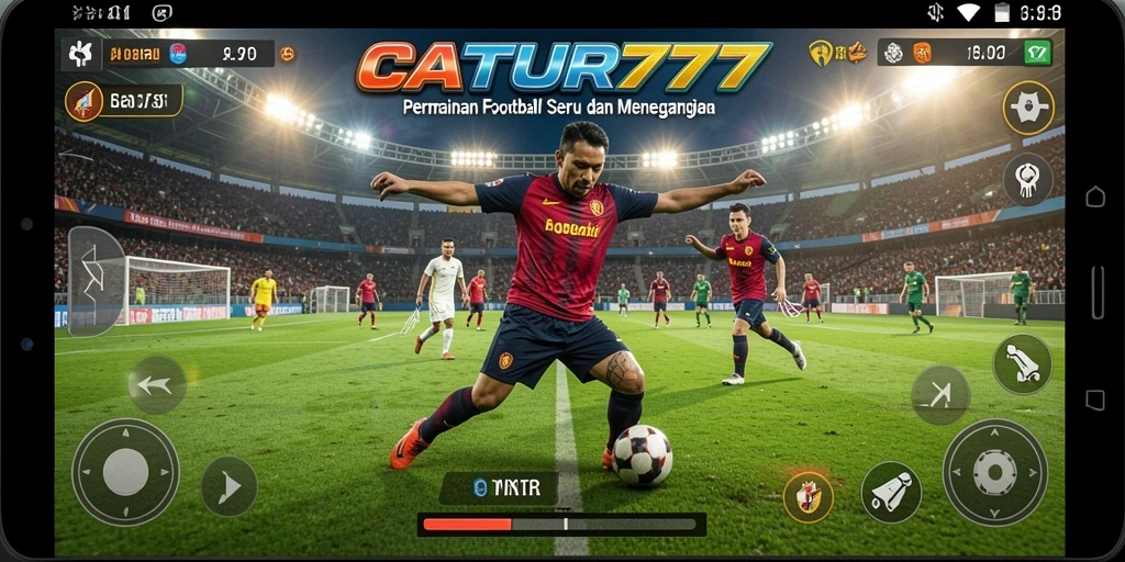 Screenshot CATUR777 menampilkan aksi seru di lapangan Football.