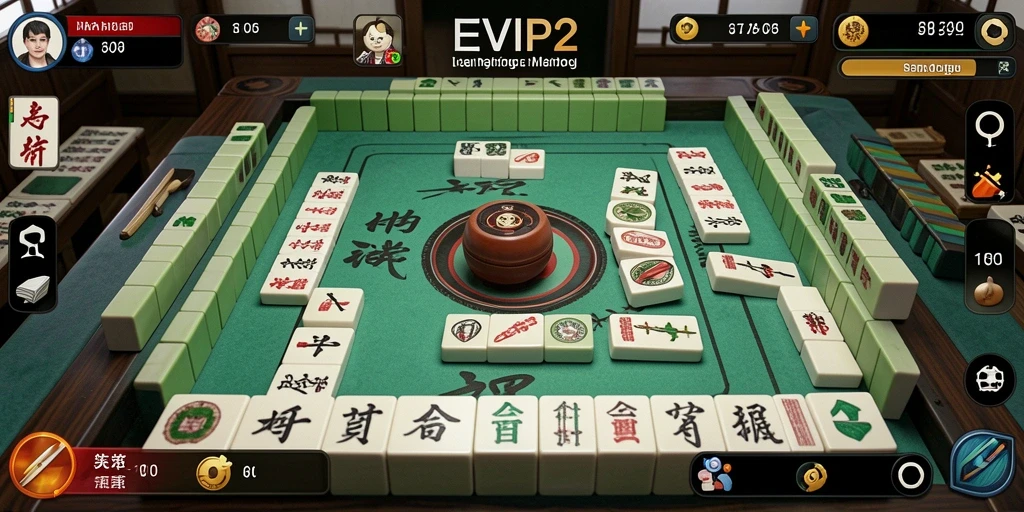 Screenshot gameplay EVIP2 menampilkan pengalaman bermain Mahjong yang menarik.