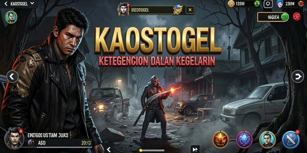 Screenshot KAOSTOGEL menampilkan suasana mencekam dan karakter menakutkan.