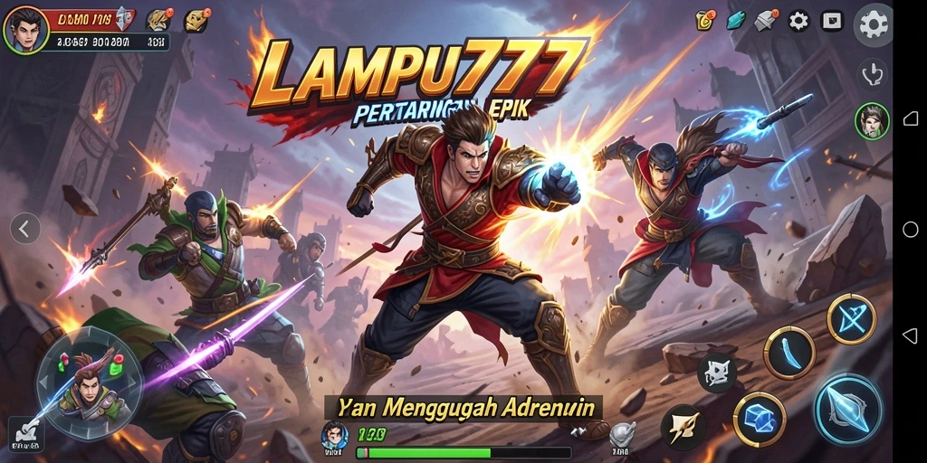 Tampilan seru gameplay LAMPU777 di arena pertarungan.