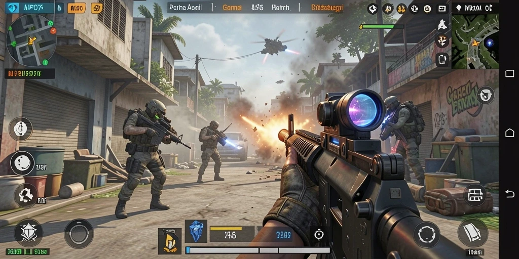 Screenshot gameplay MPO76 menampilkan aksi tembak-menembak yang mendebarkan.