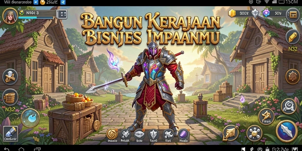 Screenshot gameplay N32 menunjukkan dinamika manajemen bisnis yang seru.