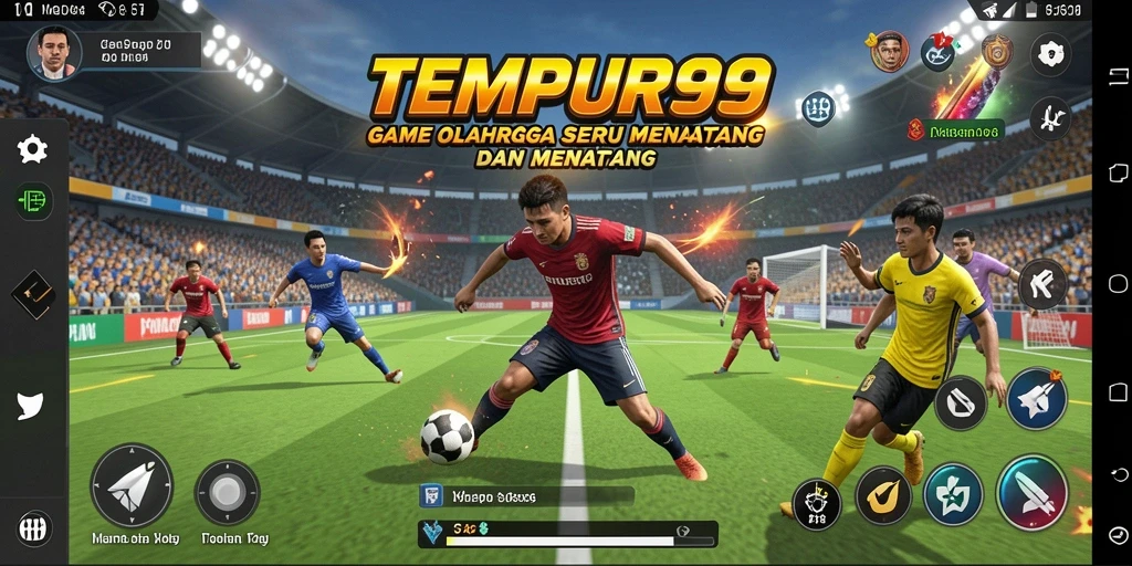 Tangkapan layar menunjukkan aksi seru dalam pertandingan TEMPUR99.